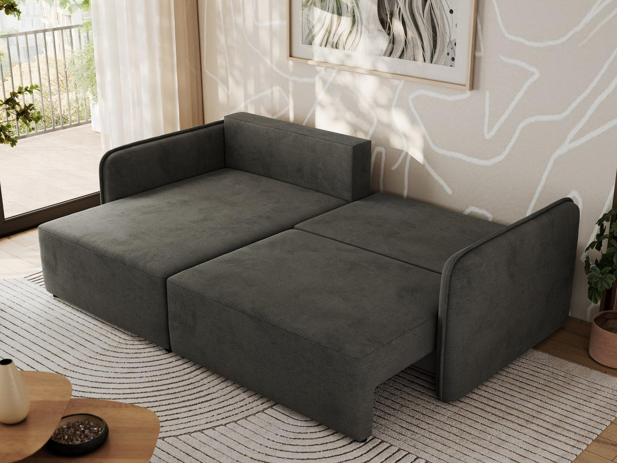 ECKSCHLAFSOFA MESTO L Dunkelgrau Velvet - links - Dunkelgrau/Schwarz, Kunststoff/Textil (227/147cm) - MKS
