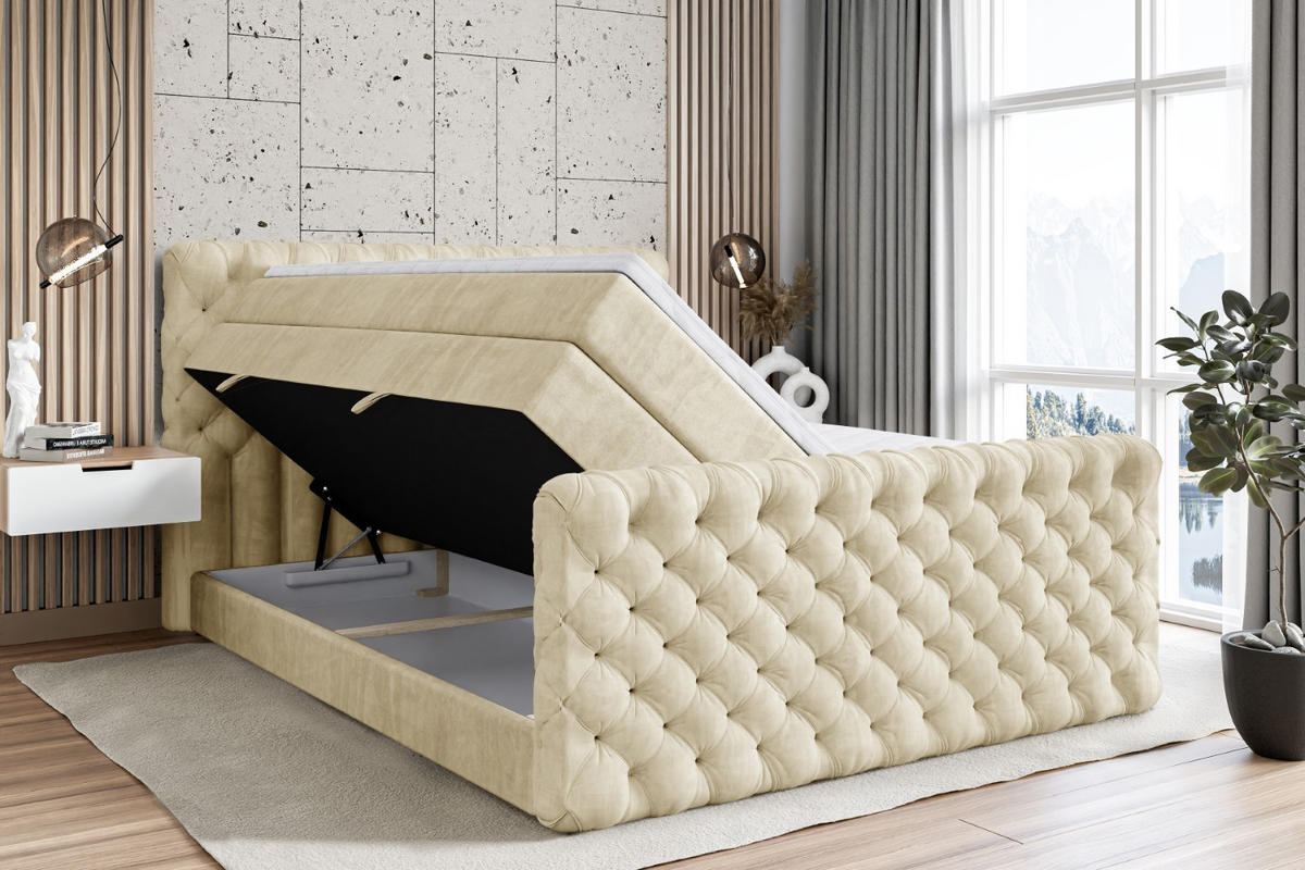 BOXSPRINGBETT BOXI8-Z KING - 180x200 - H3/H4 - Beige - Beige, Holzwerkstoff (180/200cm) - ALTDECOR