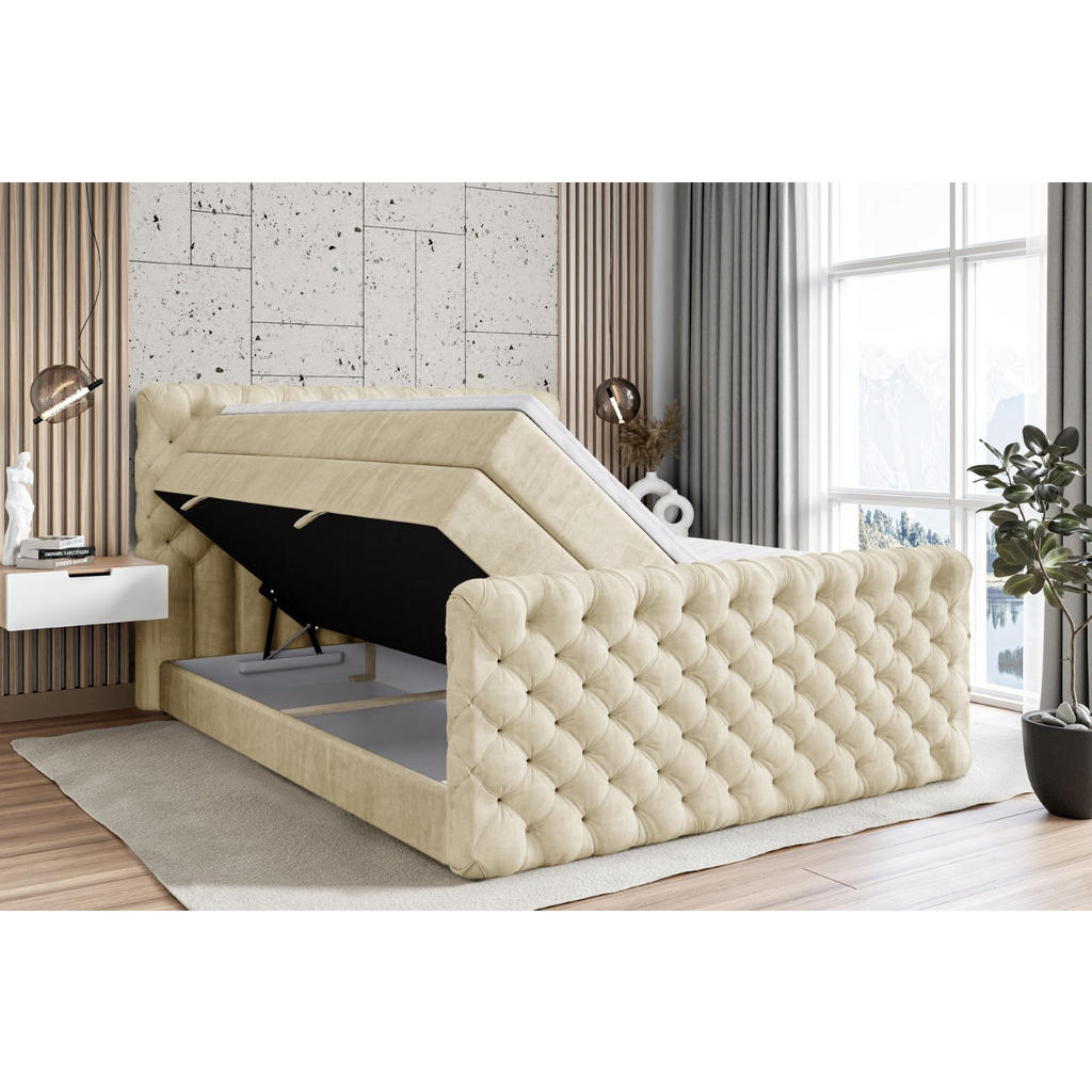 Thumbnail - Altdecor Boxspringbett, Beige, Holzwerkstoff, Höhe ca. 20 cm, 140x200 cm, Schlafzimmer, Betten, Boxspringbetten