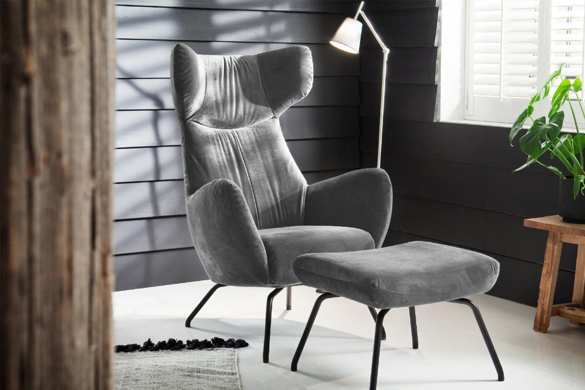 HOCKER LOTTE Silber Velvet - Silberfarben, Textil/Metall (57/44/52cm) - KAWOLA