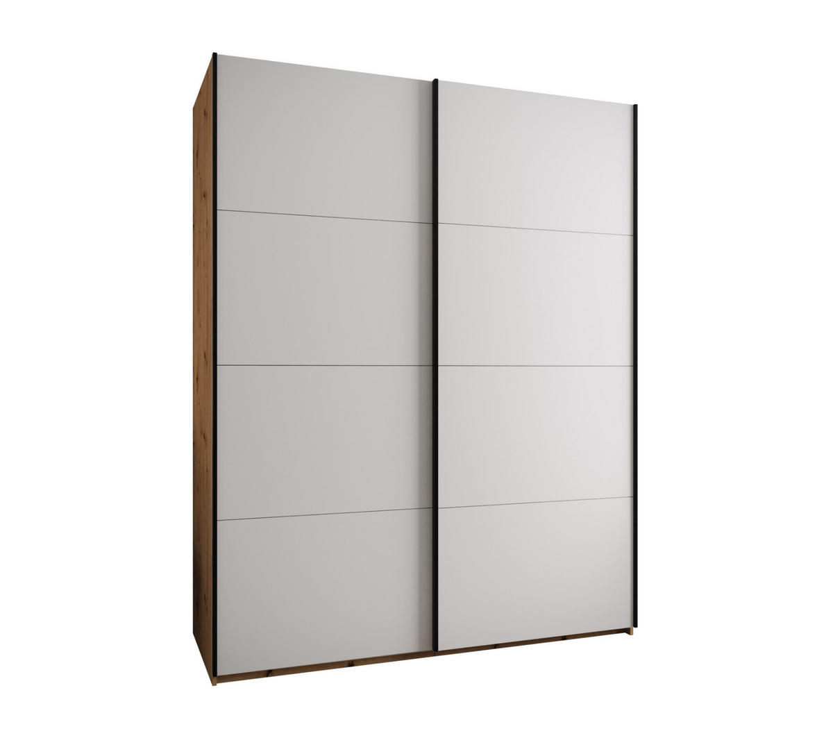 SCHWEBETÜRENSCHRANK 245,5/200/64 2-türig - Schwarz/Eiche Artisan, Holz/Metall (200/245/64cm) - Abiks Möbel