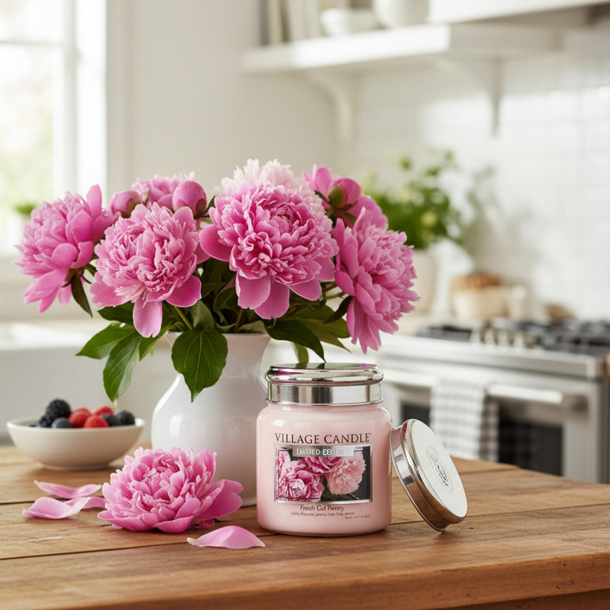 DUFTKERZE Fresh Cut Peony Rosa 389 g Glas - Rosa, Glas (12cm) - Village Candle