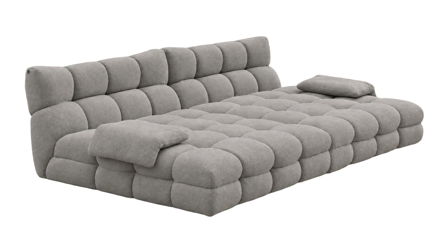 BIG SOFA AMIA Grau Bouclé - Greige/Schwarz, Kunststoff/Textil (290/86/178cm) - KAWOLA