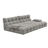 BIG SOFA AMIA Grau Bouclé - Greige/Schwarz, Kunststoff/Textil (290/86/178cm) - KAWOLA
