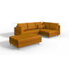ECKSOFA MIT HOCKER Lorine Mikrofaser Gelb - Hellbraun/Gelb, Buchenholz/Textil (231/161cm) - S-Style Möbel