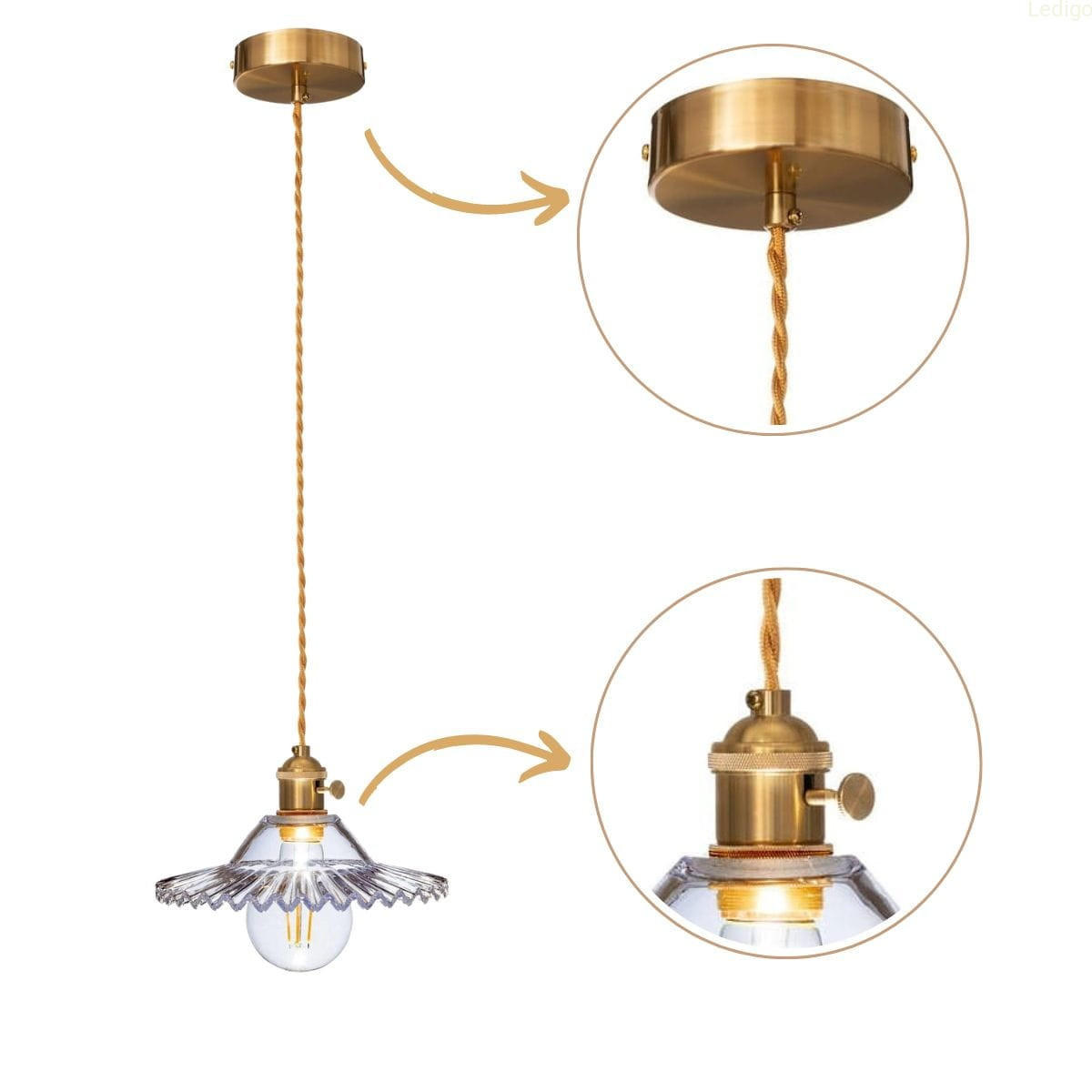 PENDELLEUCHTE Paris - Transparent/Goldfarben, Glas/Metall (22/22/100cm) - kiki design