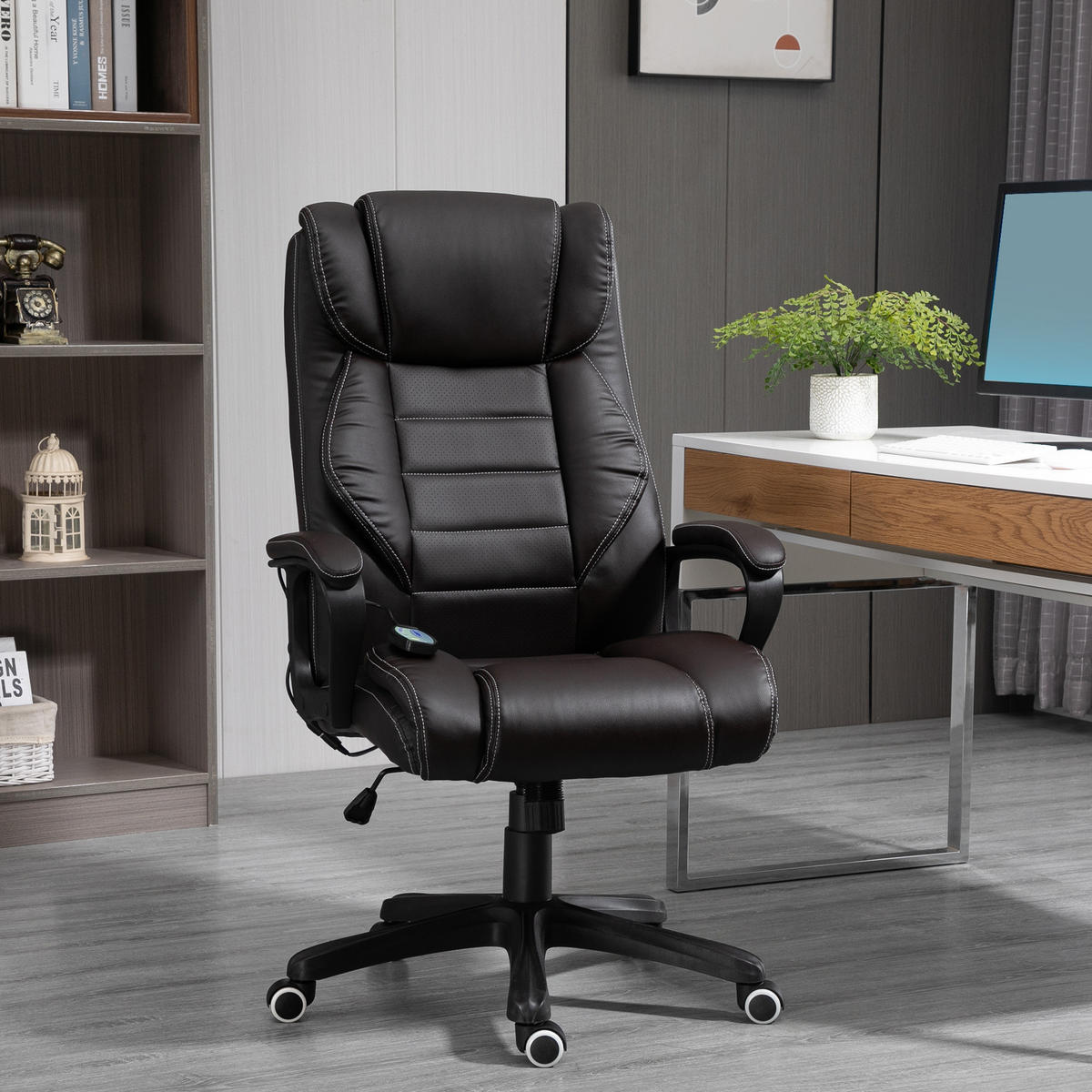 CHEFSESSEL DE-11665 mit Massagefunktion & Wippmechanik Braun - Braun, Metall (74/120/64cm) - ComfortXL