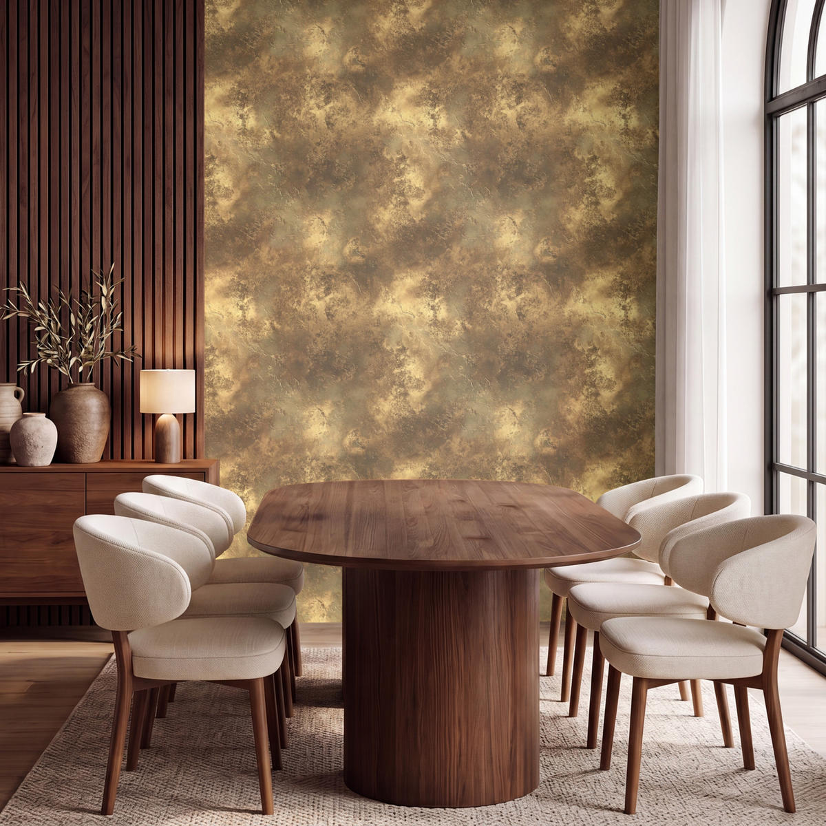 TAPETE - Antik - Metallic-Look - Gold - 200x280 cm - Messingfarben, Papier (200/280cm) - OnlyWow