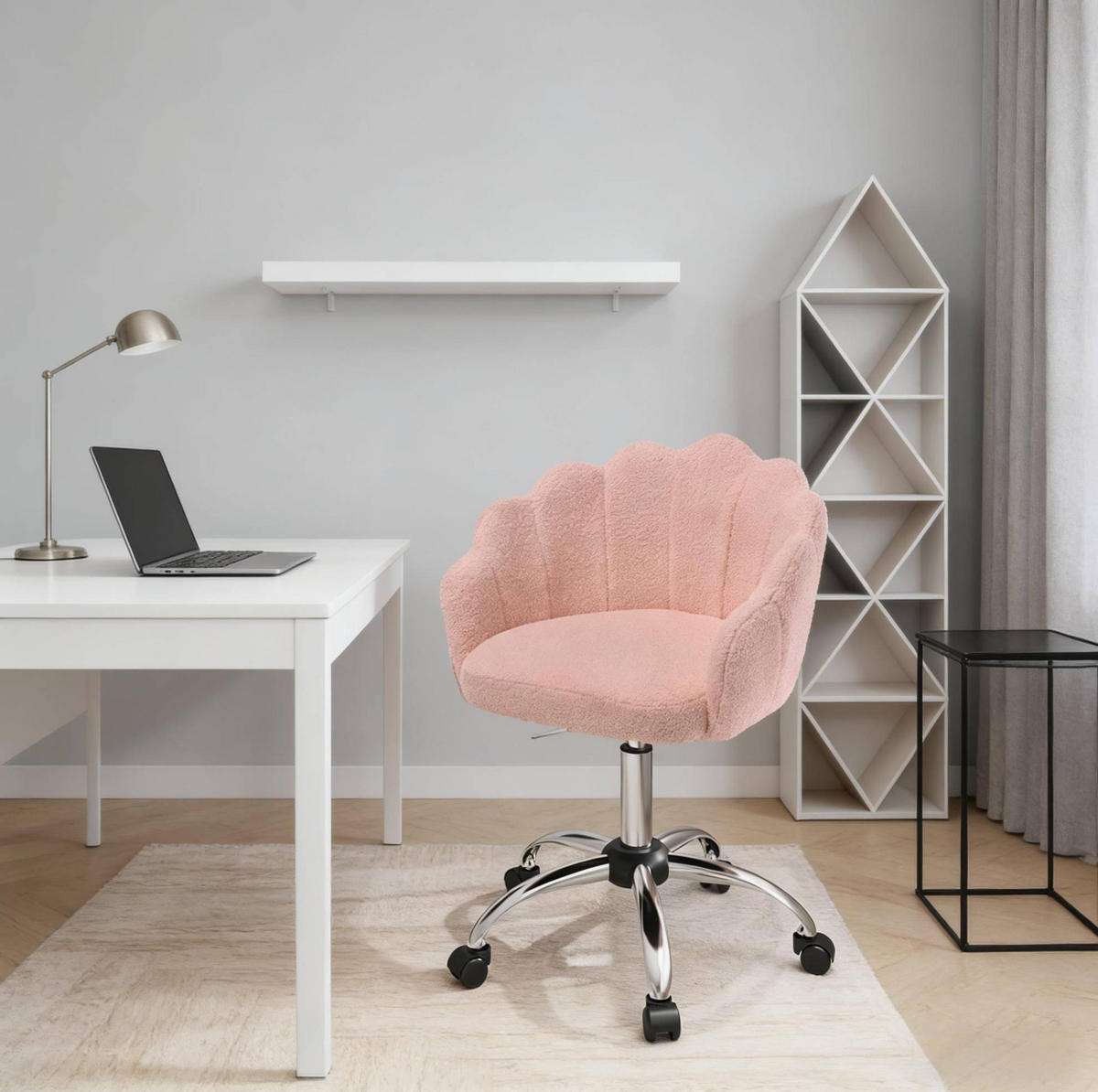 BÜROSTUHL höhenverstellbar Blattdesign Stoff Pink - Pink, Metall (55/81.5/37.5cm) - Meubliv