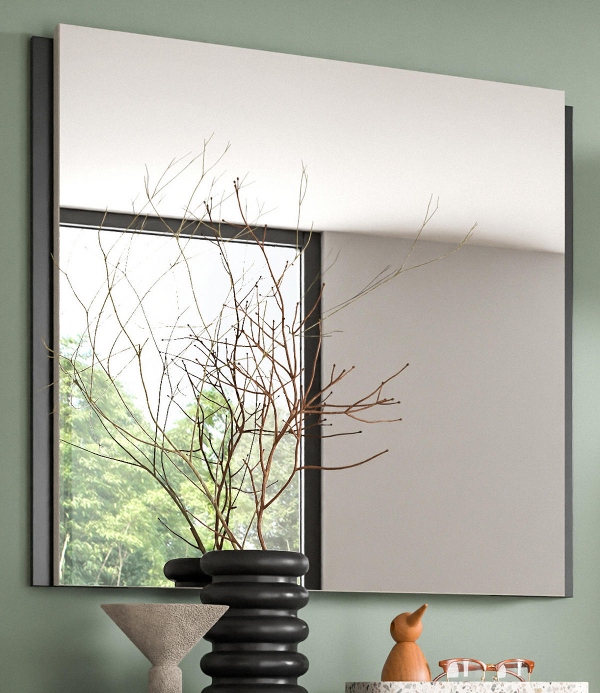 GARDEROBENSPIEGEL Kaschmir, Wandspiegel 72 x 70 cm - Kaschmir/Schwarz, Glas/Holzwerkstoff (72/70/5cm) - Inn.Furn
