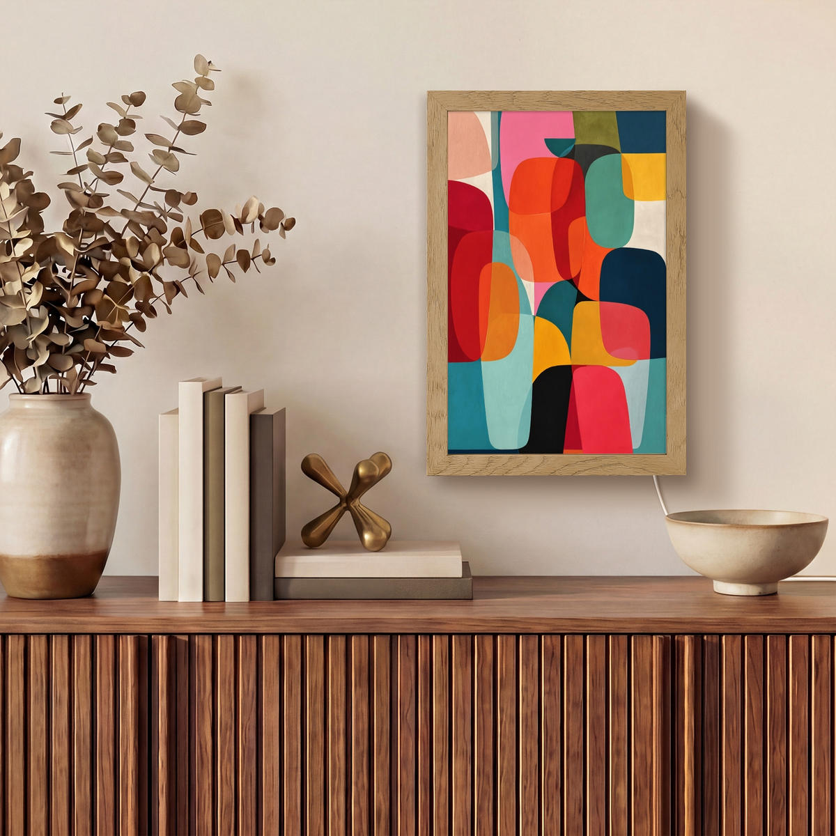 NÁSTĚNNÁ LAMPA Tvary - barevné - abstraktní - letadla 20x30 cm - různobarevná, kompozitní dřevo (20/30/8cm) - OnlyWow