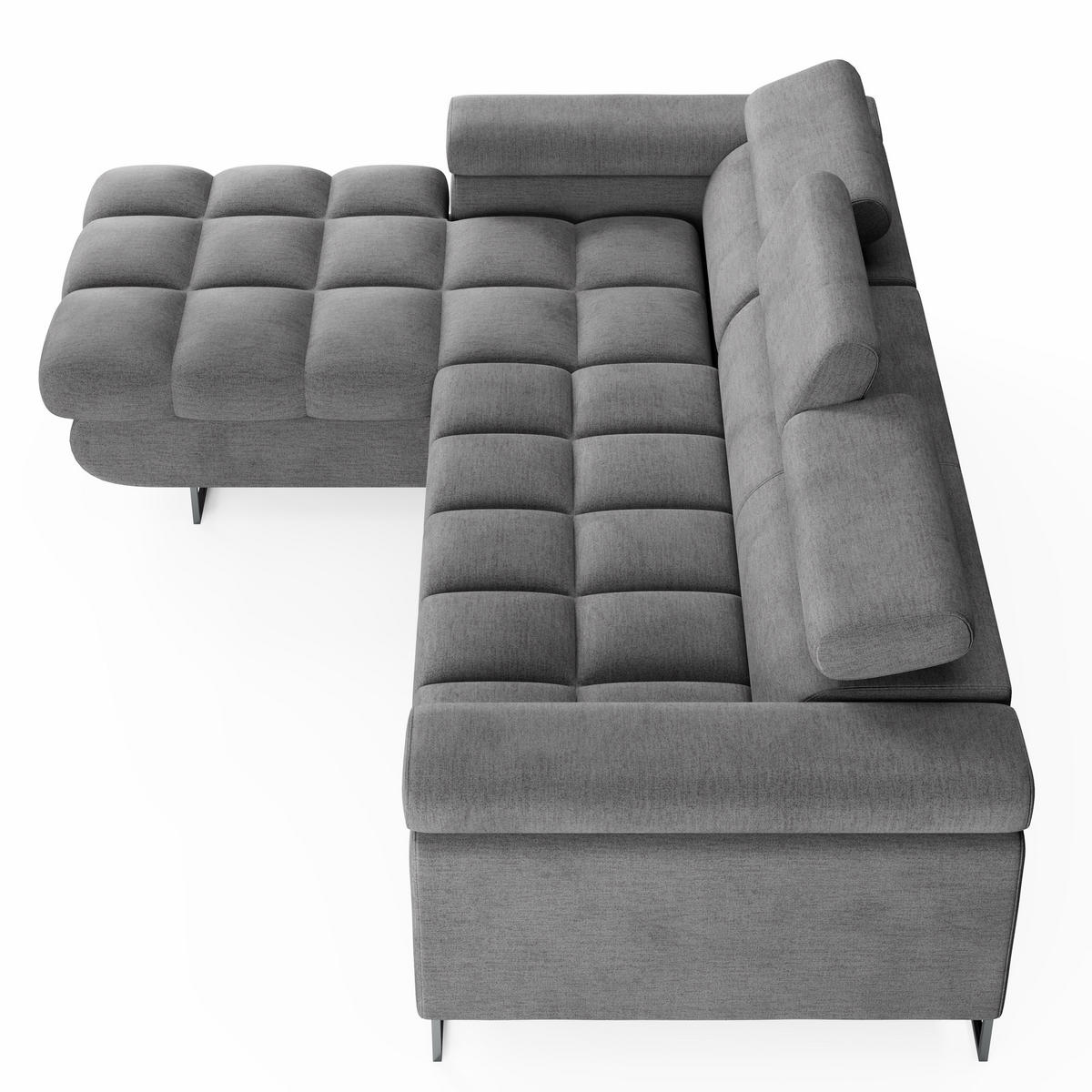 ECKSOFA CLOUD Links Hellrosa L-Form Velours-Stoff mit Schlaffunktion und Bettkasten - Chromfarben/Pink, Holz/Metall (235/275cm) - Barchello
