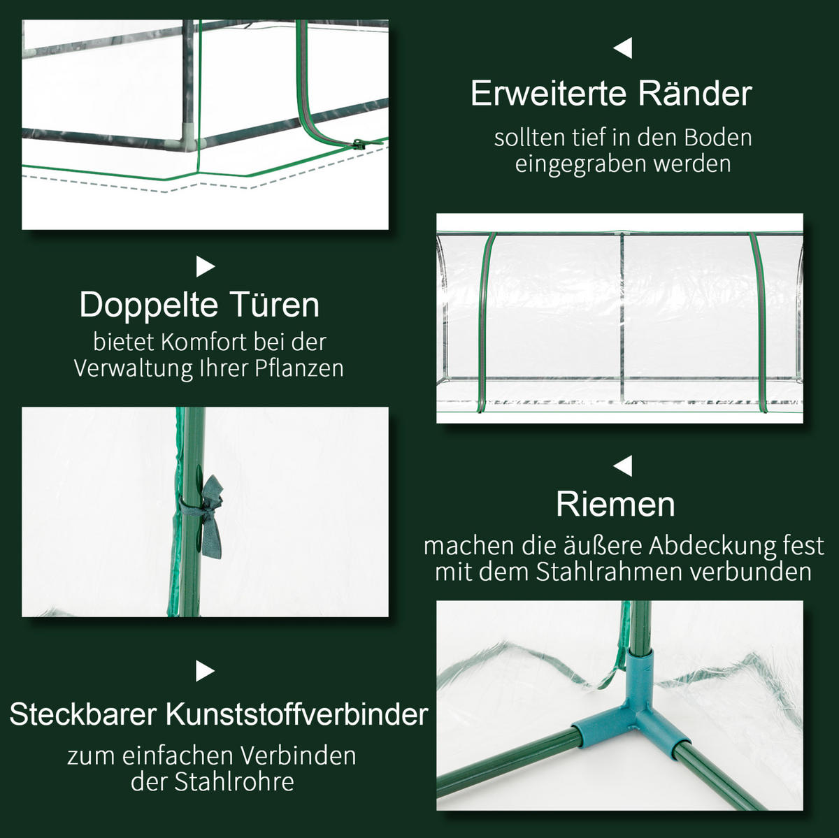 GEWÄCHSHAUS 200/80/100 cm Grün aus Kunststoff mit aufrollbarer Tür - Grün, Kunststoff (100/80/200cm) - OKMYHOME