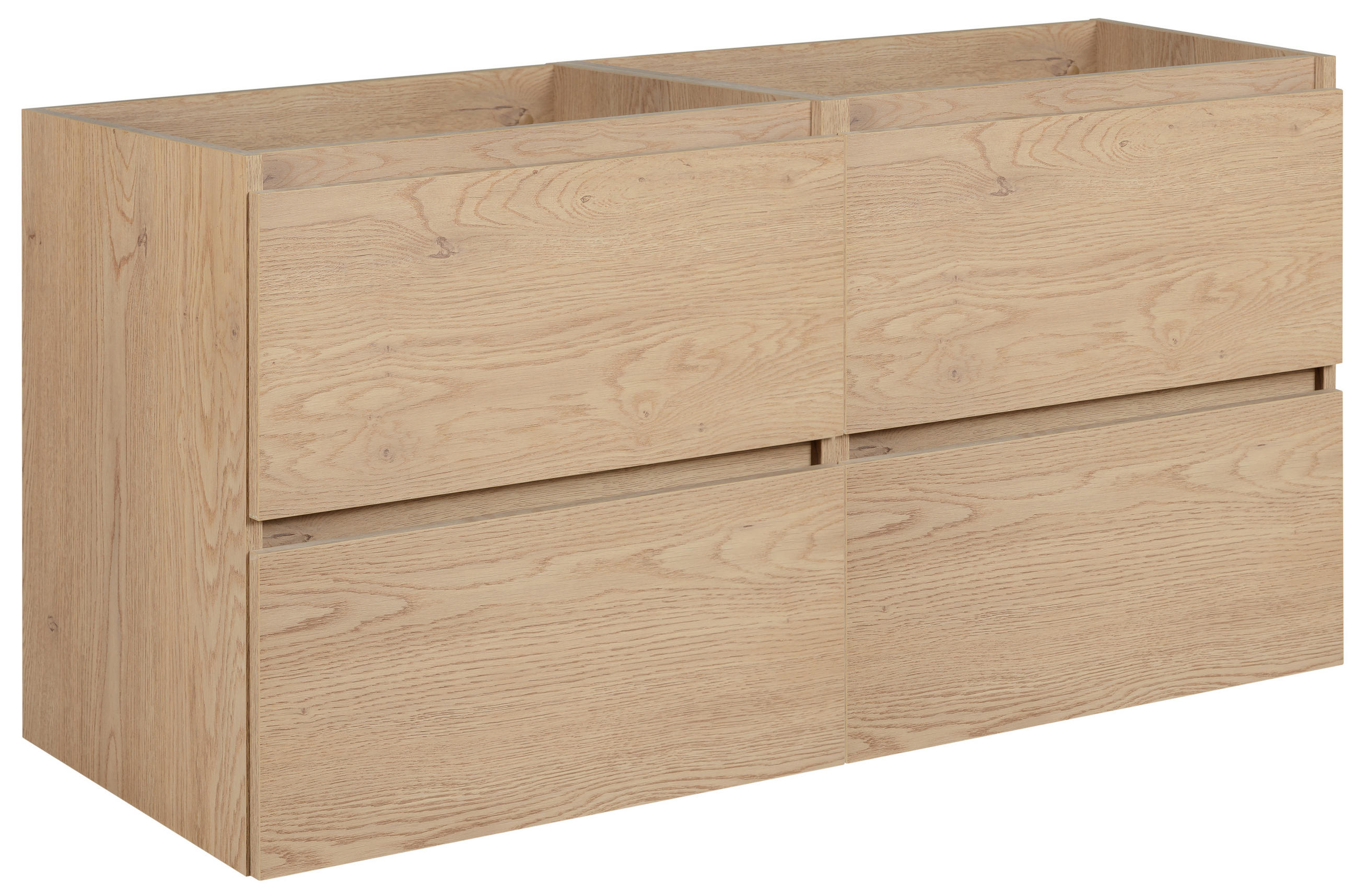 BADEZIMMERSCHRANK 120 cm (2 X 60), Farbe: helle Eiche, 120 x 57 x 46 cm - Beige, Holzwerkstoff (120/57/46cm) - 3XE LIVING