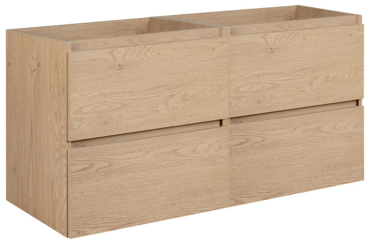 BADEZIMMERSCHRANK 120 cm (2 X 60), Farbe: helle Eiche, 120 x 57 x 46 cm - Beige, Holzwerkstoff (120/57/46cm) - 3XE LIVING