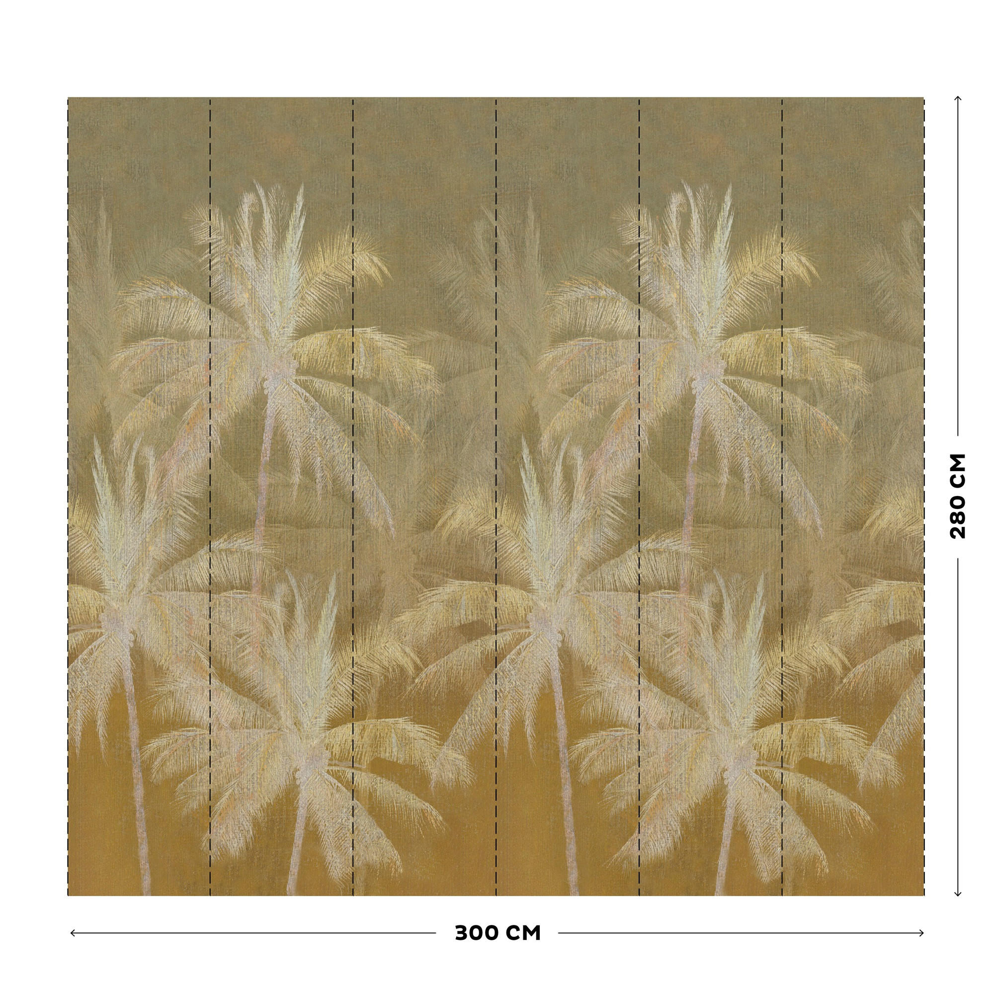 FOTOTAPETE Vintage-Palme ocker - Gelb, Papier/Kunststoff (300/280cm) - Art for the Home