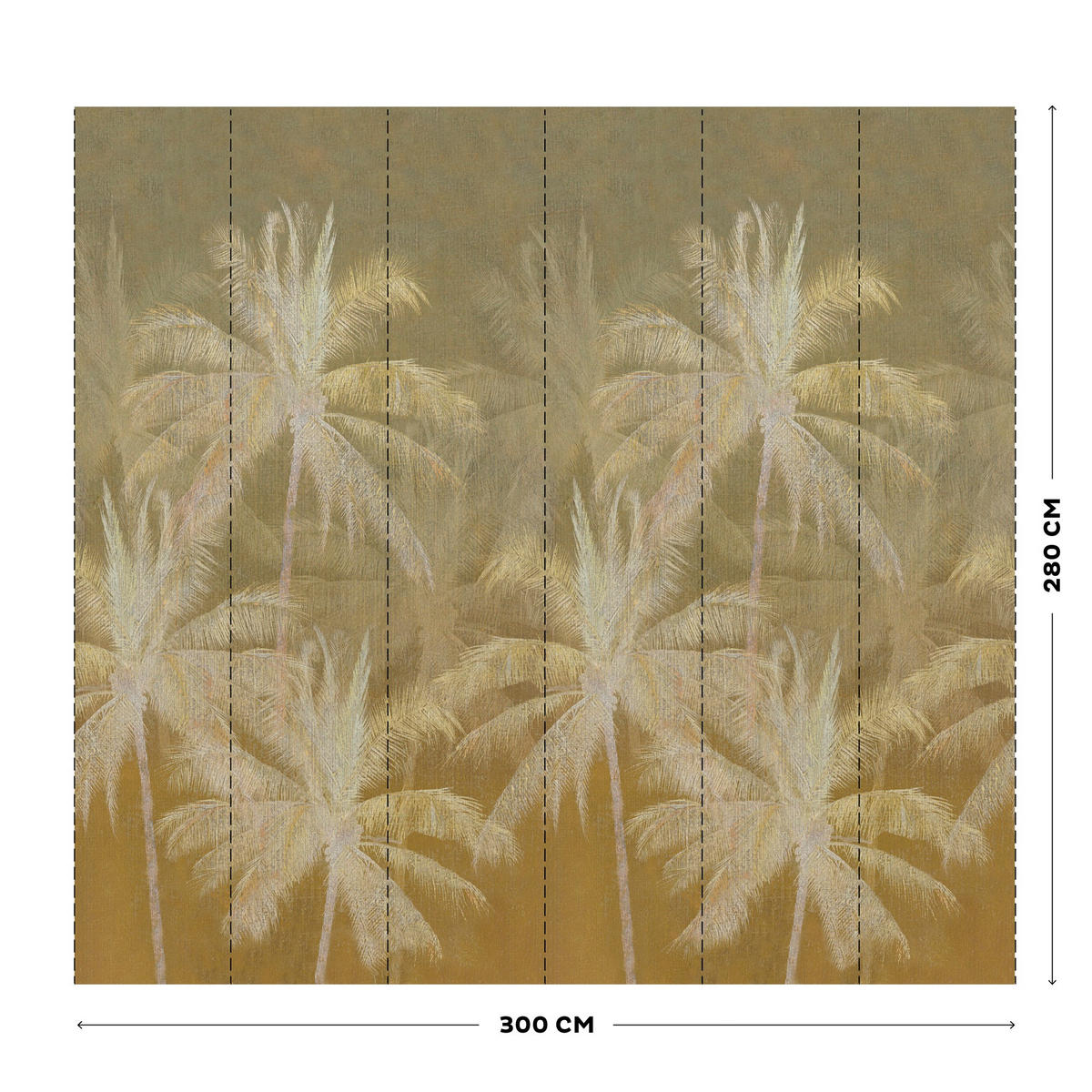 FOTOTAPETE Vintage-Palme ocker - Gelb, Papier/Kunststoff (300/280cm) - Art for the Home