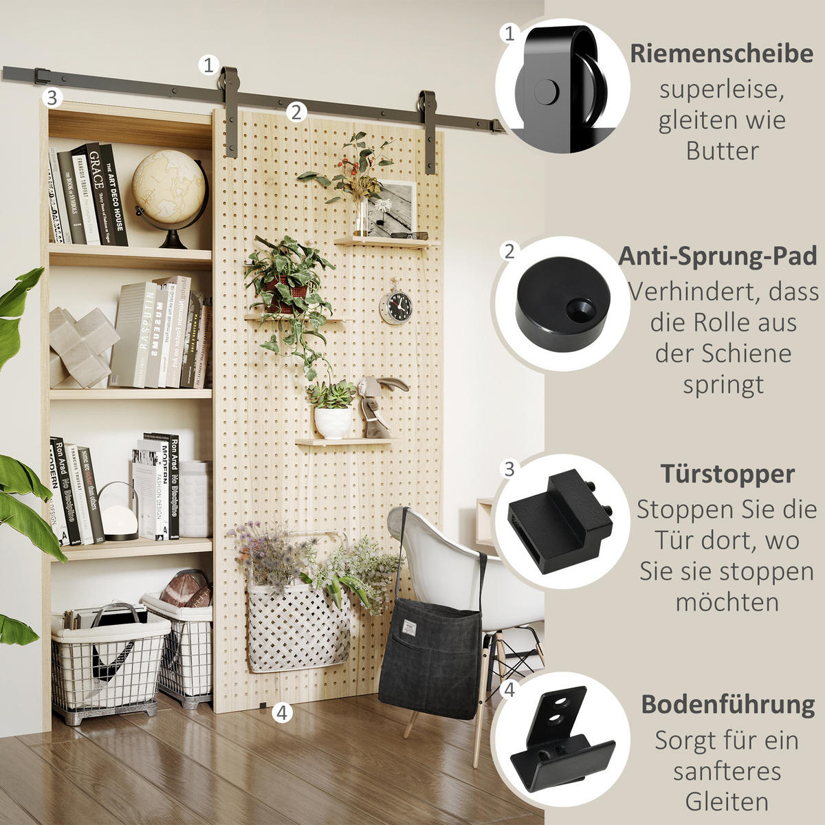 SCHIEBETÜRSYSTEM - Schwarz, Metall (40/0.6/200cm) - HOMCOM