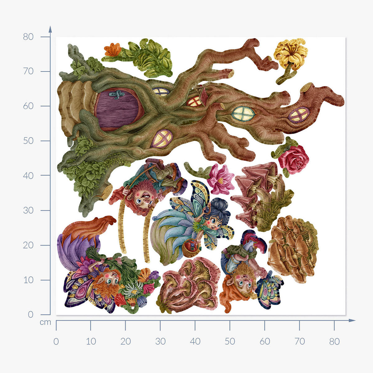 WANDAUFKLEBER 80x83cm - Feenwald - Multicolor, Kunststoff (80/83/0.1cm) - Wallfluent