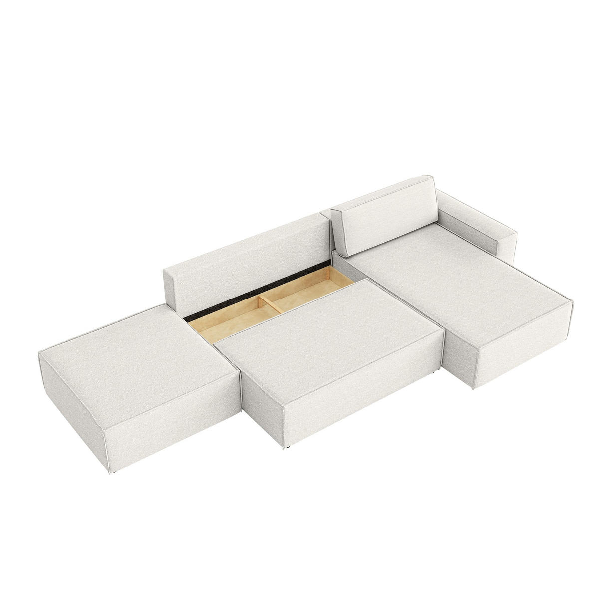 ECKSOFA Lummo La mit Schlaffunktion, Cremeweiß - Weiß, Textil (363/185cm) - Fedve