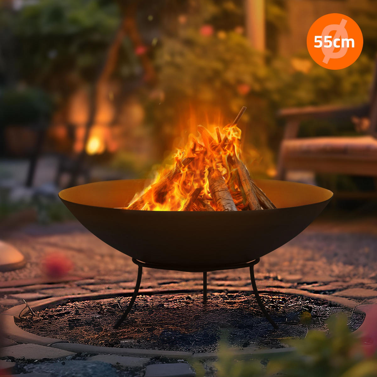 FEUERSCHALE - Schwarz, Metall (55/24/55cm) - ECD-Germany