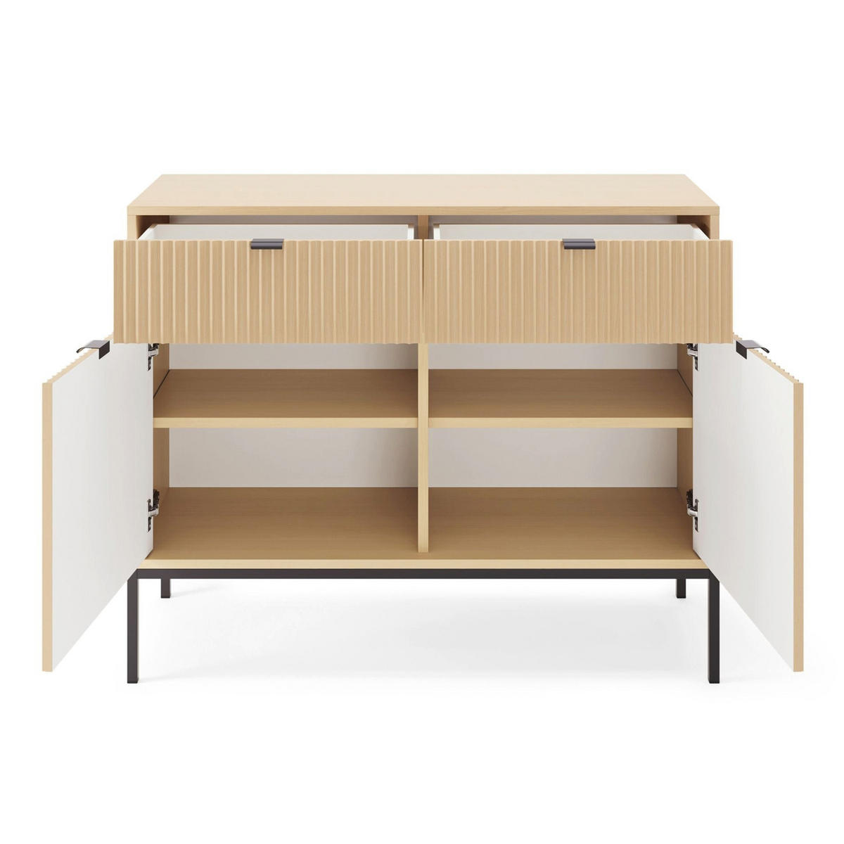 KOMODA Vellore Dekor dub Vicenza s černou podnoží 104 cm - černá/béžová, kov/kompozitní dřevo (104/83/39cm) - Selsey