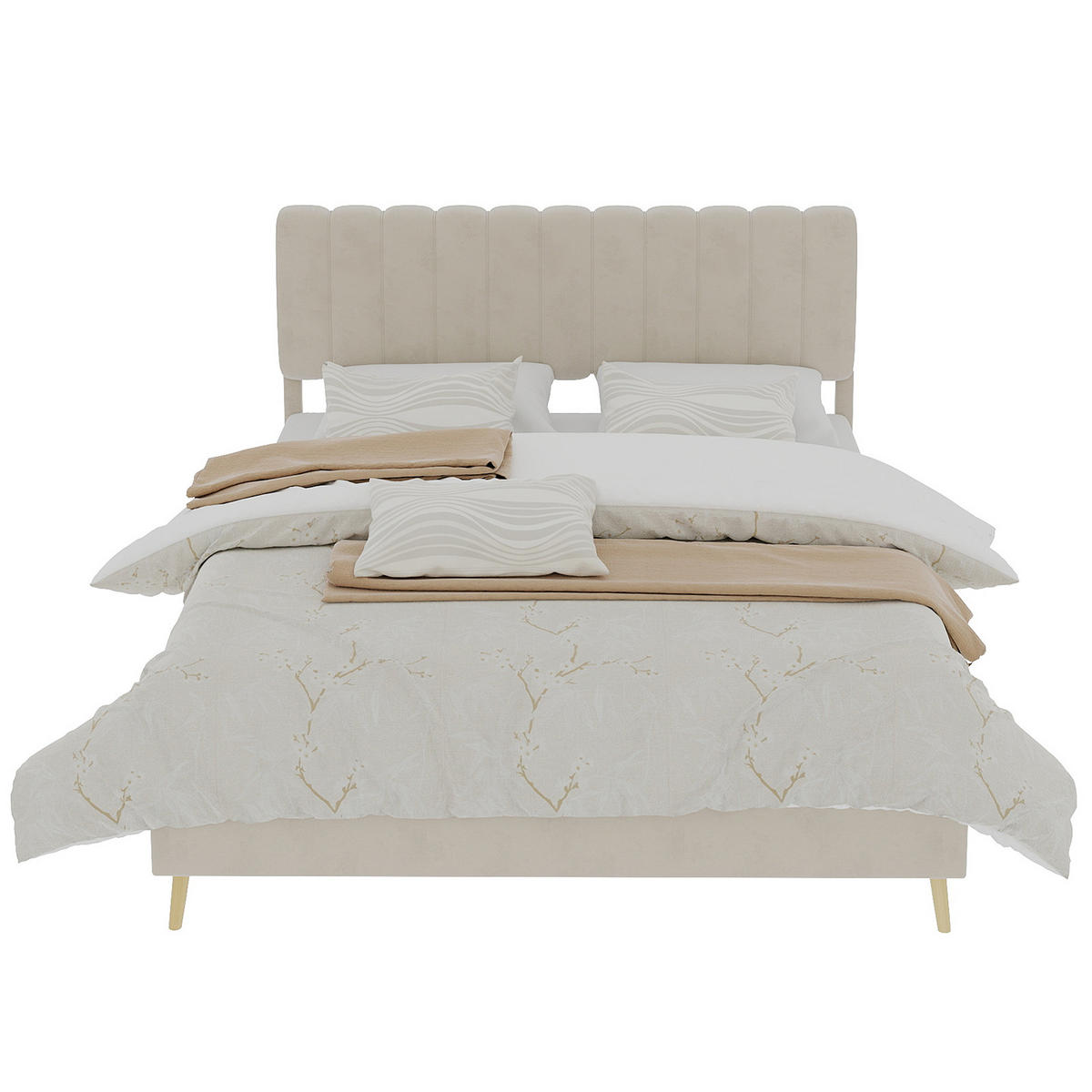 POLSTERBETT 140x200 cm ohne Stauraum beige - Beige, Textil (140/200cm) - LEBENLANG