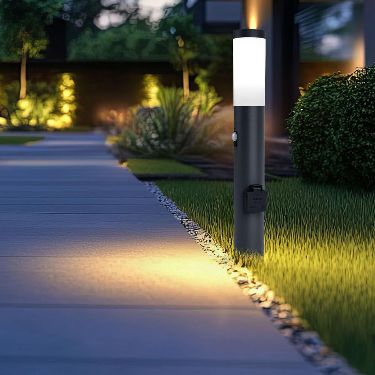 LED STEHLEUCHTE Anthrazit Opal - Anthrazit, Metall (7.6/7.6/60cm)