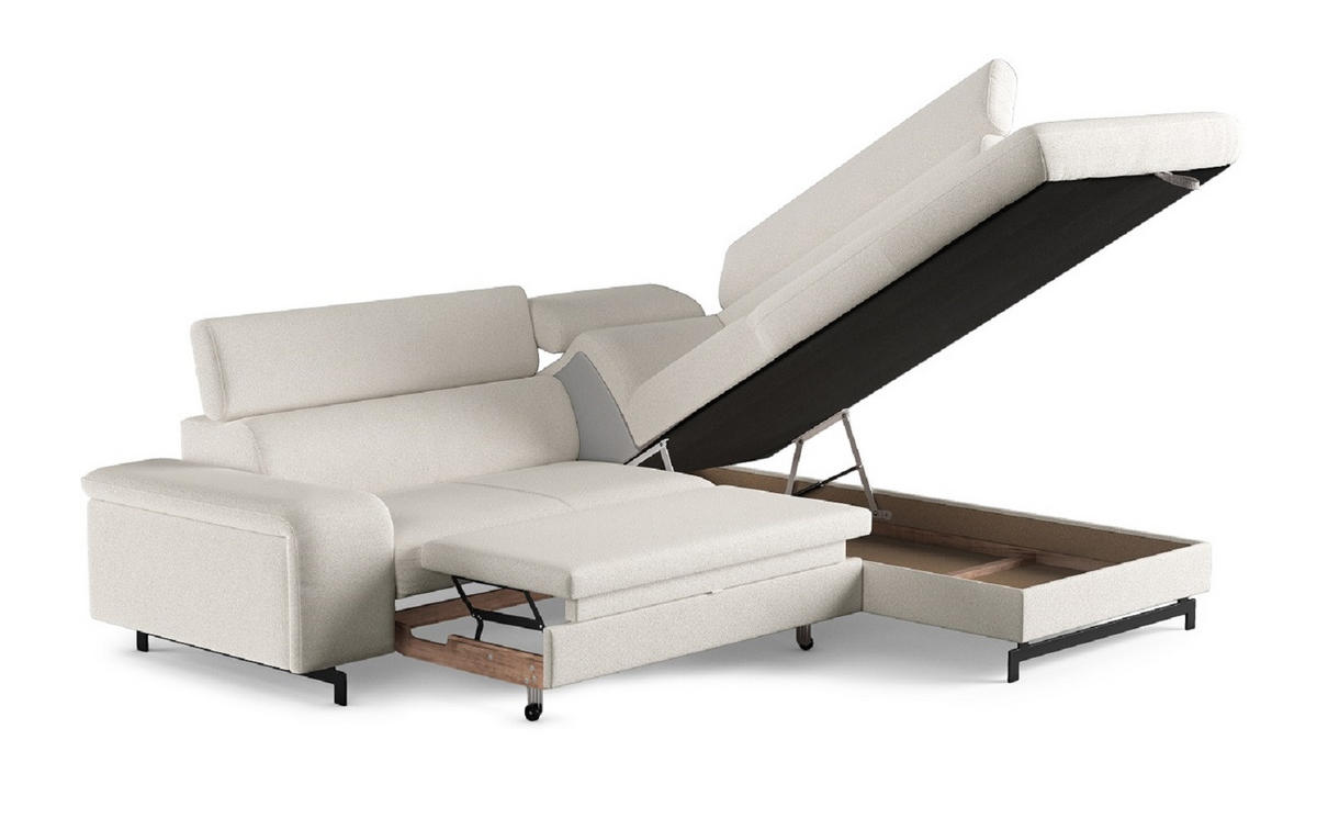 ECKSOFA mit Schlaffunktion und Bettkasten - Schwarz/Weiß, Kunststoff/Textil (215/262cm) - Cotta