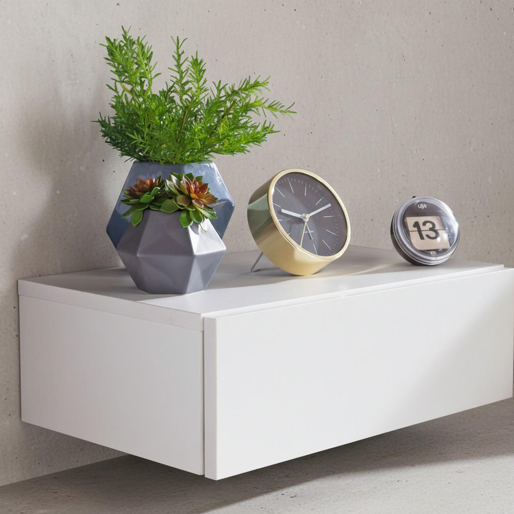 NACHTTISCH Schlicht Spanplatte Kratzfest Wasserabweisend MOLISE, Weiß 46x30x15 cm - Weiß, Holz (46/15/30cm) - KADIMA DESIGN