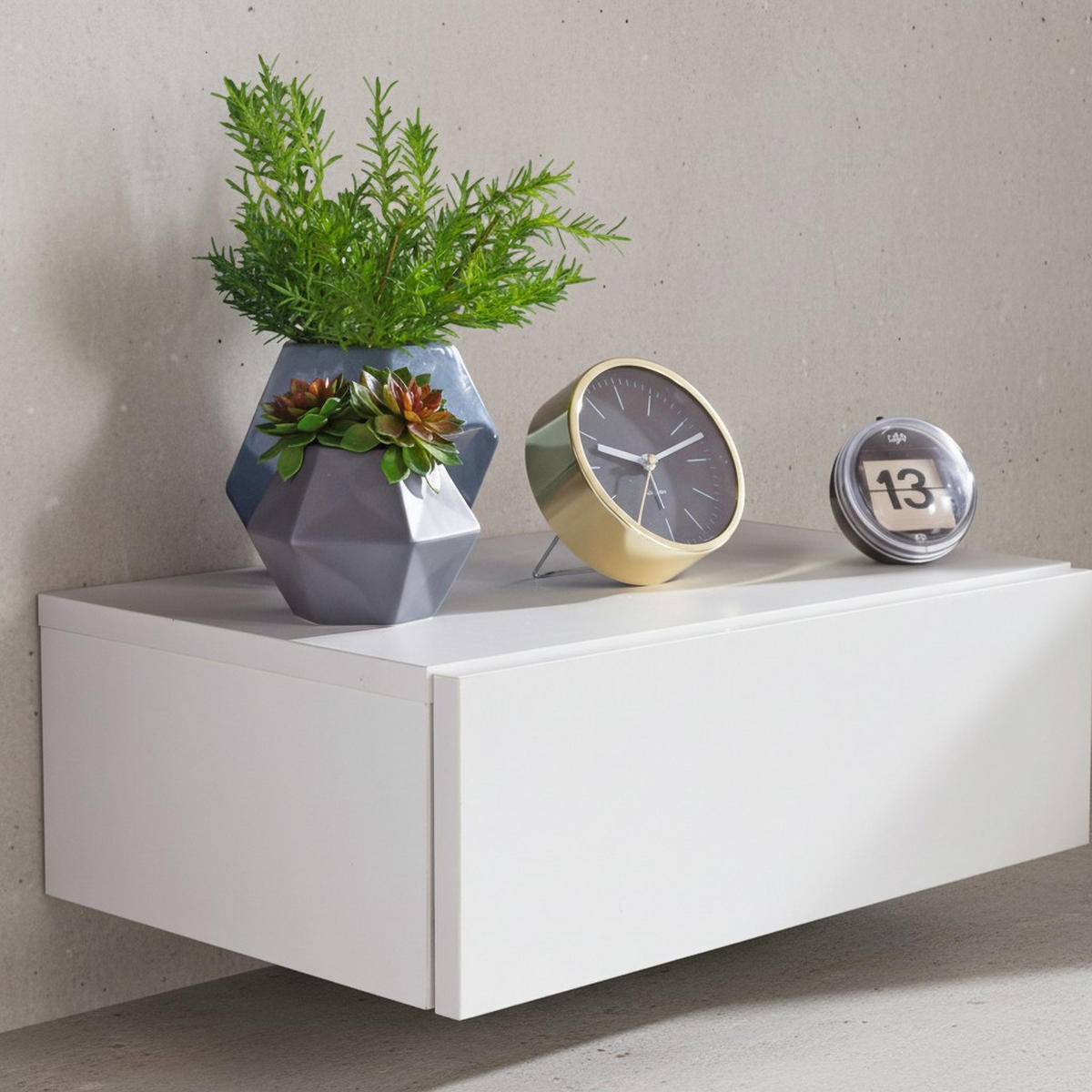 NACHTTISCH Schlicht Spanplatte Kratzfest Wasserabweisend MOLISE, Weiß 46x30x15 cm - Weiß, Holz (46/15/30cm) - KADIMA DESIGN