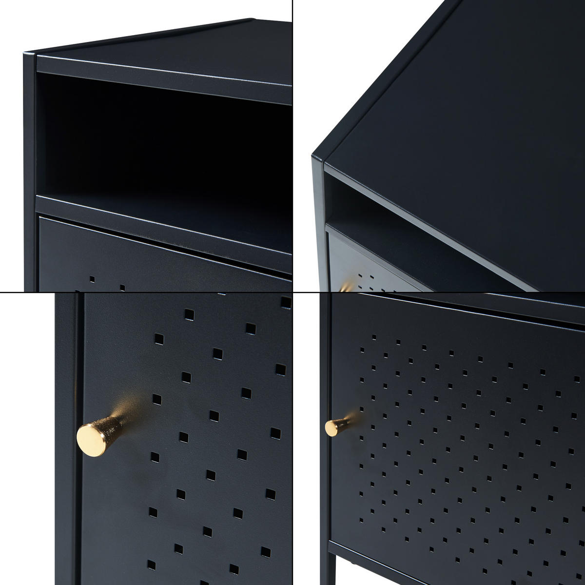 NACHTSCHRANK Janakkala - Schwarz, Metall (40/55/40cm) - [en.casa]