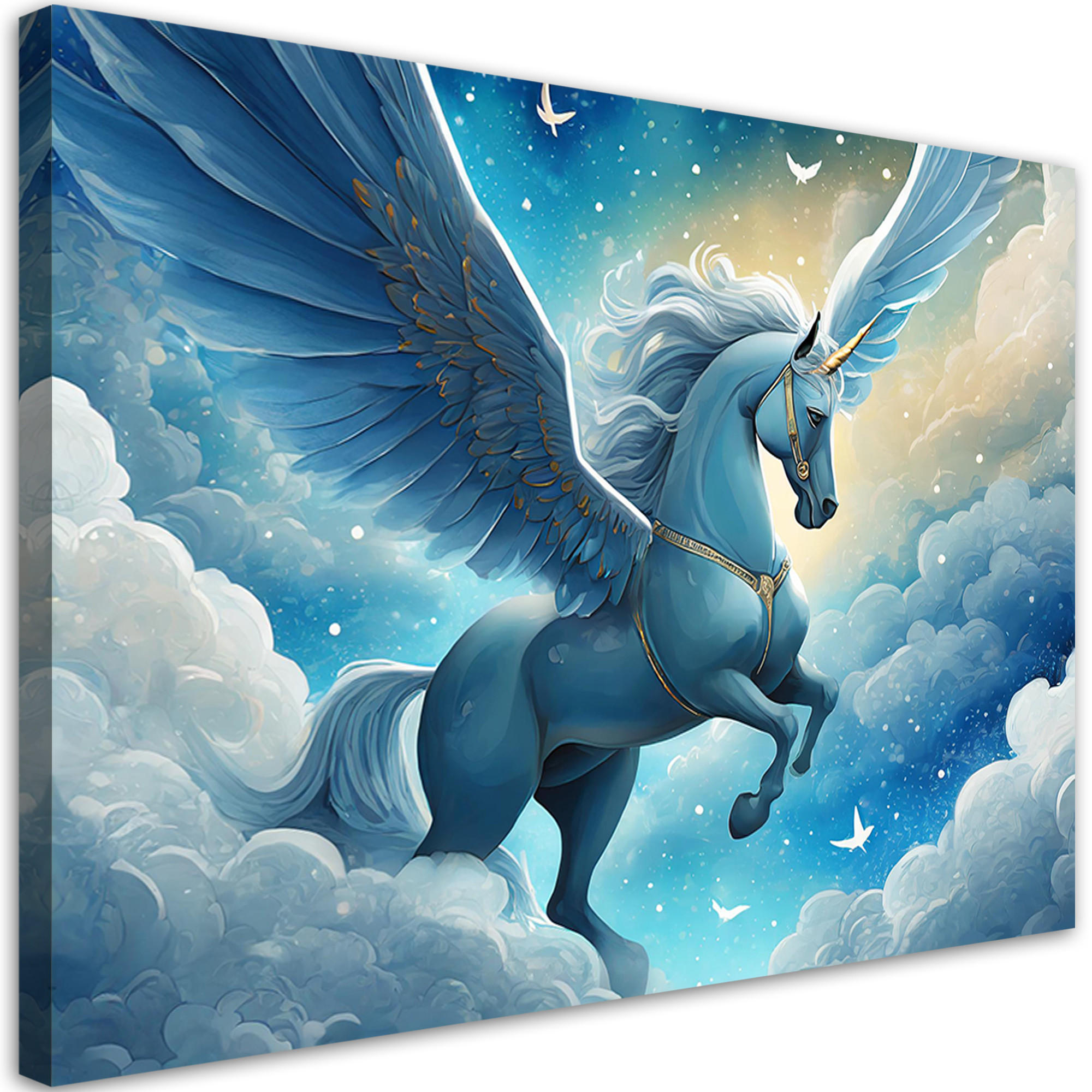 WANDBILD blaues einhorn - Blau, Textil (60/40cm) - Feeby