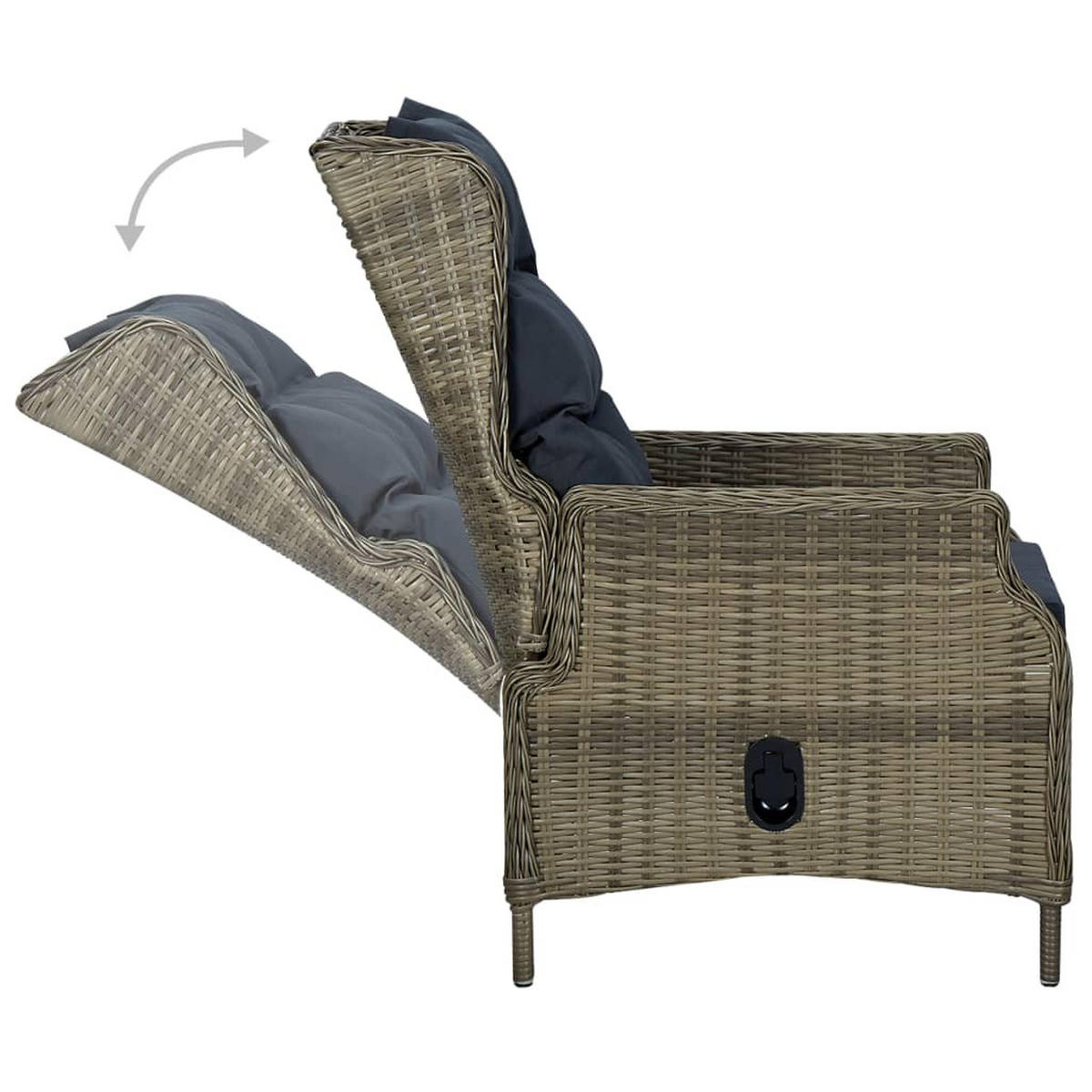 GARTENSESSEL mit verstellbarer Rückenlehne und Fußhocker, 57/88/100 cm, aus Poly Rattan, Braun - Braun, Naturmaterialien/Textil (88/100/57cm) - vidaXL