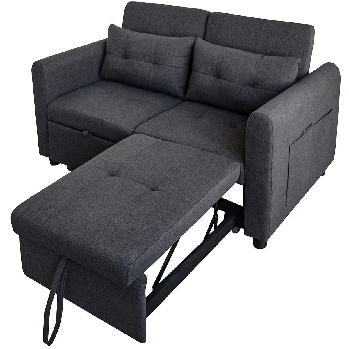 SCHLAFSOFA 142/85/83 cm in Grau – 3-in-1 ausziehbar mit USB und verstellbarer Rückenlehne - Grau, Textil (85/83/142cm) - BEAOK