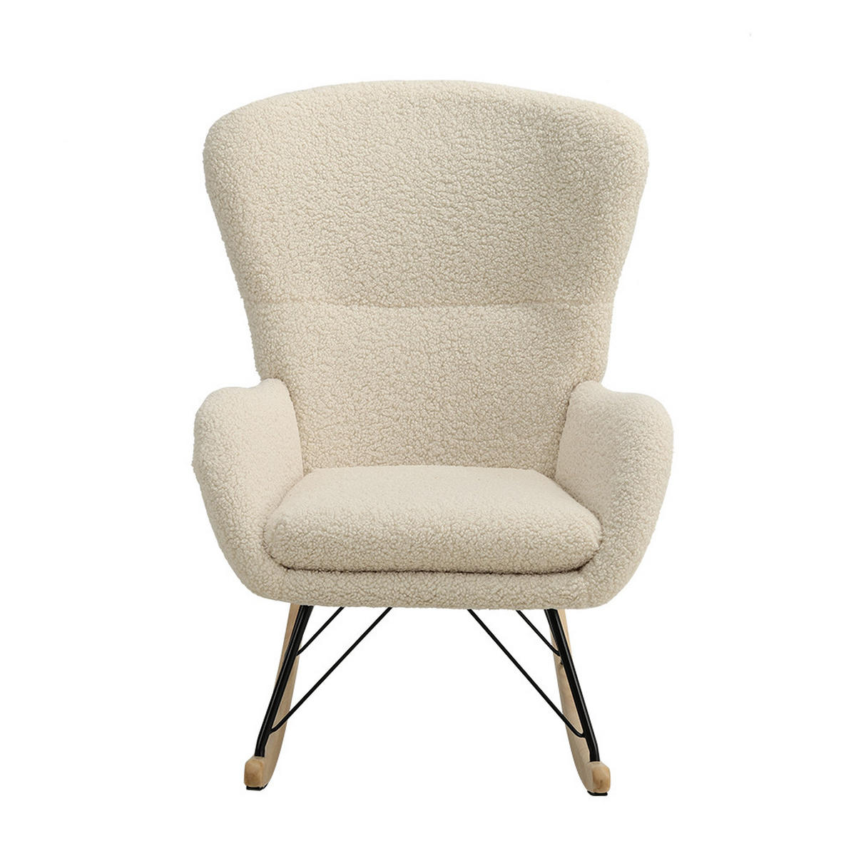 SCHAUKELSESSEL 72/98/100.5 cm Armlehnen Eisenrahmen Fleece Cremefarbe - Creme, Holz/Textil (72/100.5/98cm) - Livingandhome