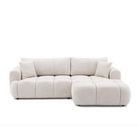 ECKSOFA CALM L Rechts mit Schlaffunktion 140x215 Webstoff weiß - Schwarz/Weiß, Holz/Kunststoff (151/261cm) - Muffo