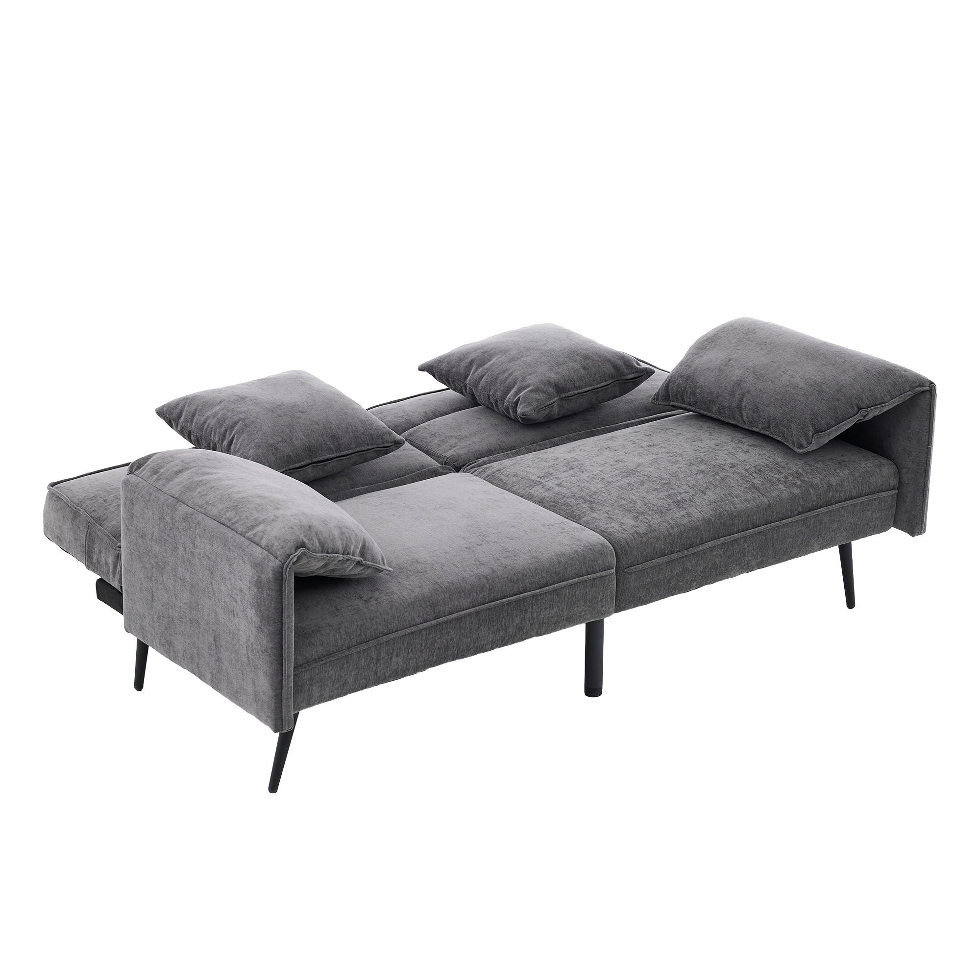 2-SITZER Schlafsofa, Stoff mit 3-fach verstellbarer Rückenlehne, 167,5/73/70 cm, Grau - Grau, Textil (73/70/167.5cm) - Redom