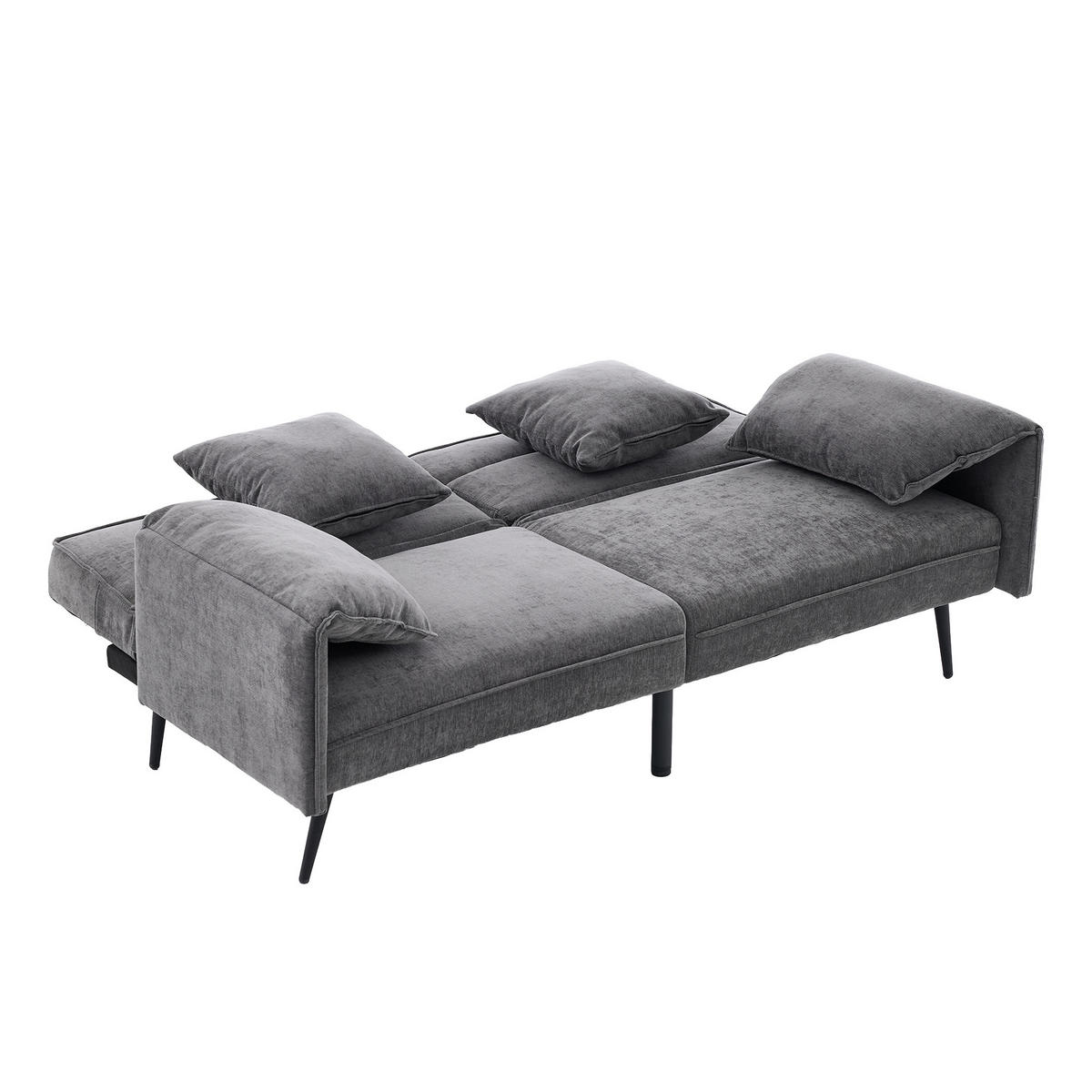 2-SITZER Schlafsofa, Stoff mit 3-fach verstellbarer Rückenlehne, 167,5/73/70 cm, Grau - Grau, Textil (73/70/167.5cm) - Redom