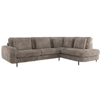 ROHOVÁ SEDAČKA CALENO L - Světle hnědá Manšestr - Levá Strana - černá/světle hnědá, kov/textil (317/225cm) - MKS