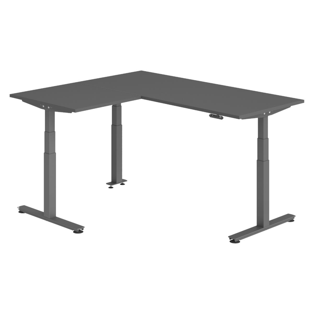 ECKSCHREIBTISCH elektrisch höhenverstellbar L-Form 160/180/74 cm in Graphitfarben/Graphitfarben - Graphitfarben, Holzwerkstoff (160/180/74cm) - bümö