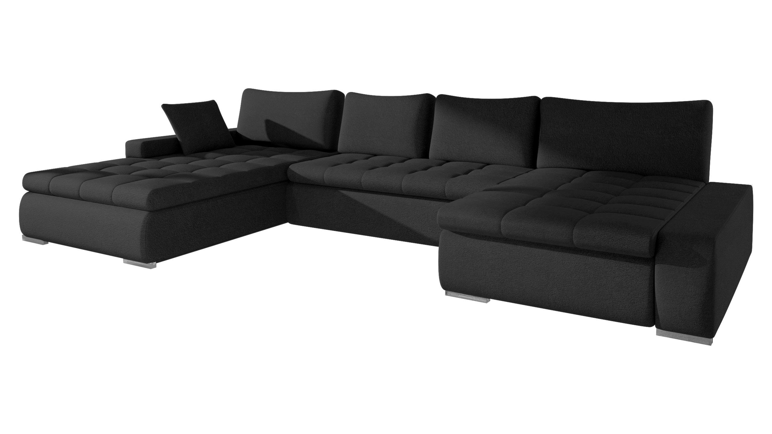 WOHNLANDSCHAFT Caro - Silberfarben/Schwarz, Holz/Textil (394/80/213cm) - MIRJAN24