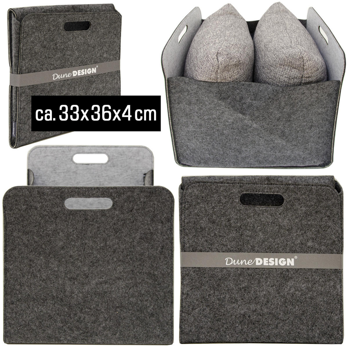AUFBEWAHRUNGBOX 4er Set 33/38, graublau - Grau/Hellblau, Kunststoff (33/33/38cm) - Dunedesign