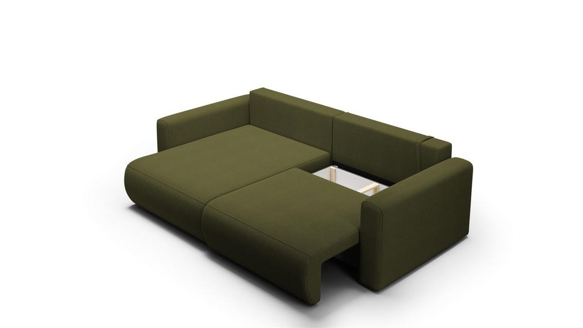ECKSOFA Chaira Mit Schlaffunktion - Grün, Holzwerkstoff/Textil (240/149cm) - Fun Möbel