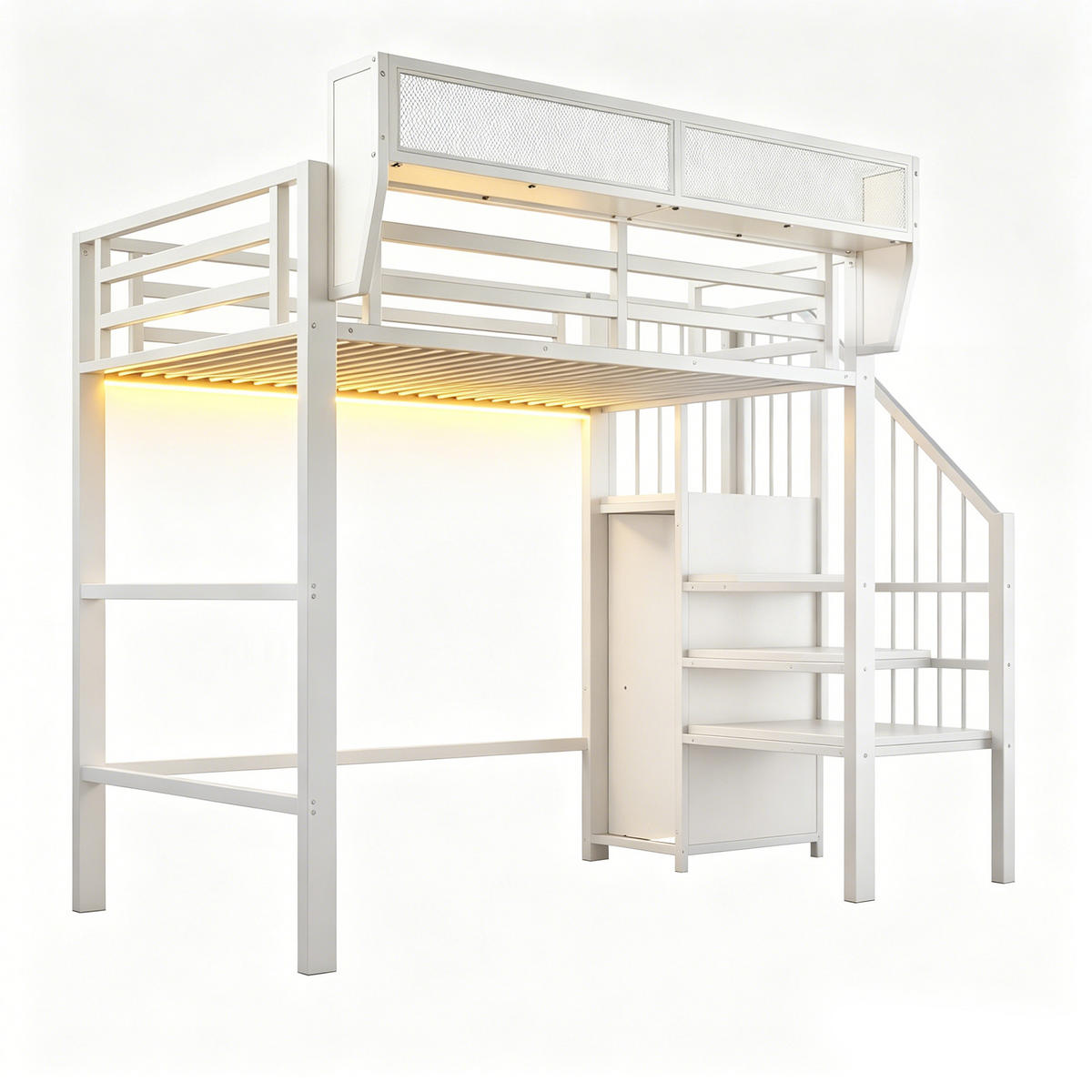HOCHBETT mit LED-Lichtleiste 90x200 cm Metall White - Weiß, Metall (90/200cm) - Meubliv