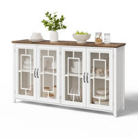 SIDEBOARD weiß aus MDF mit Retro-Holzmaserung-Platte 160 × 40 × 86 cm - Weiß, Holzwerkstoff (160/86/40cm) - Luhomfu