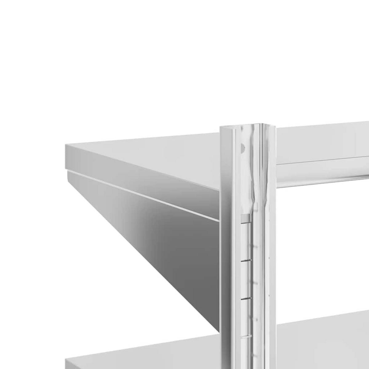 WANDREGAL Mit 2 Böden 50/40/48 Cm Silbern Edelstahl - Silberfarben, Metall (40/48/50cm) - vidaXL