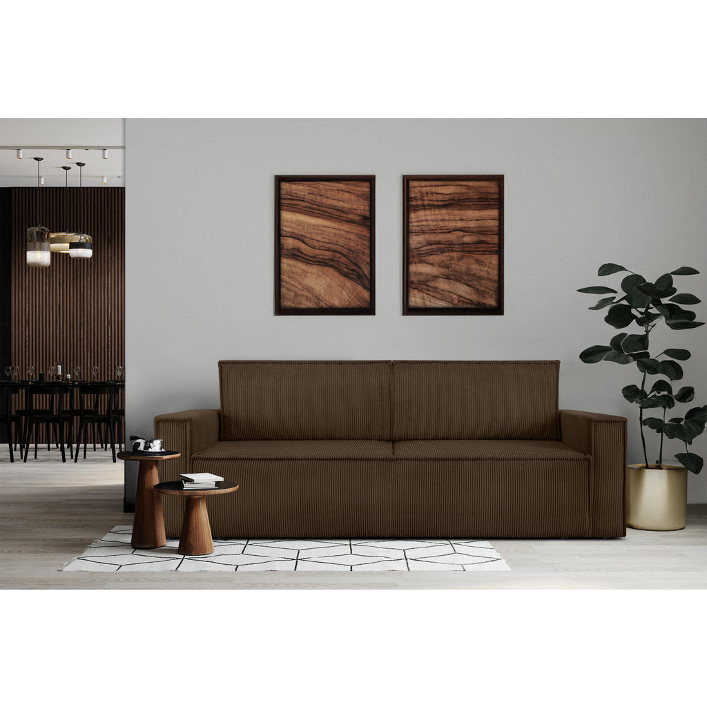 Thumbnail - Konsimo® Schlafsofa, Dunkelbraun, Textil, 228x89x101 cm, FSC 100%, Hergestellt in Europa, Wohnzimmer, Sofas & Couches, S...