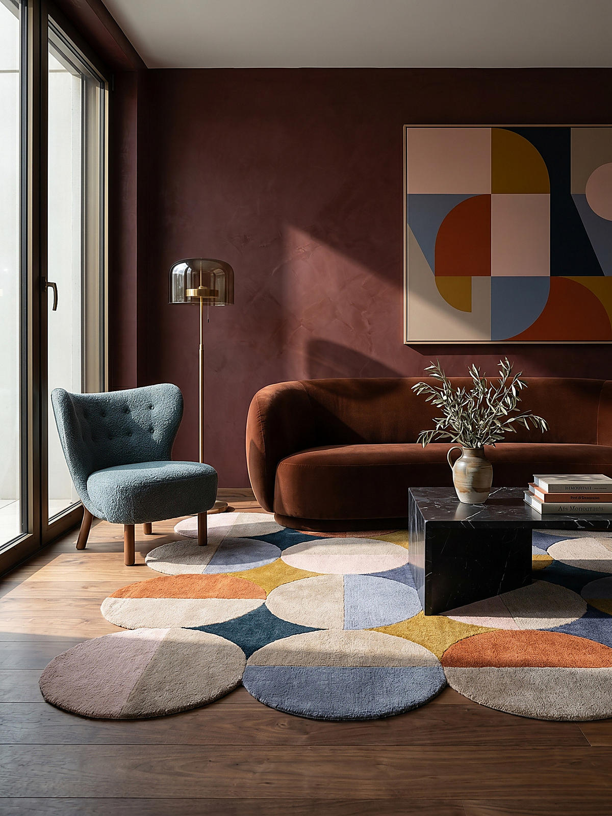 WOLLTEPPICH Kreis Wellenform, Wohnzimmer Multicolor Rechteckig 160x230 - Multicolor, Textil (230/160cm) - KADIMA DESIGN