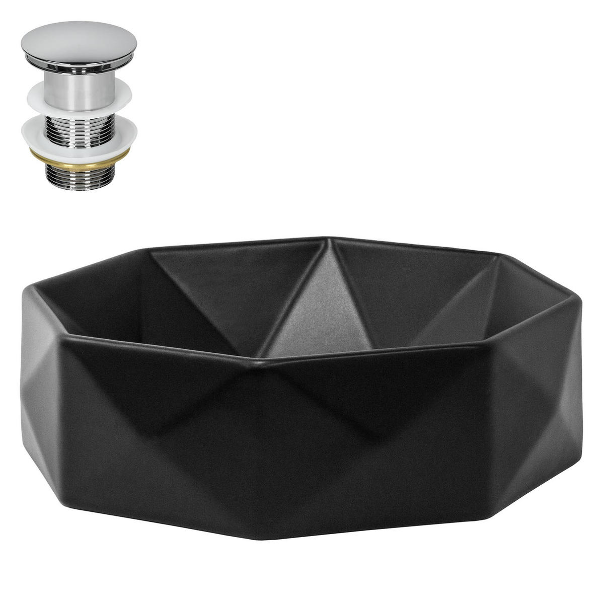 WASCHBECKEN - Schwarz, Keramik (42/13.5/42cm) - ML-DESIGN
